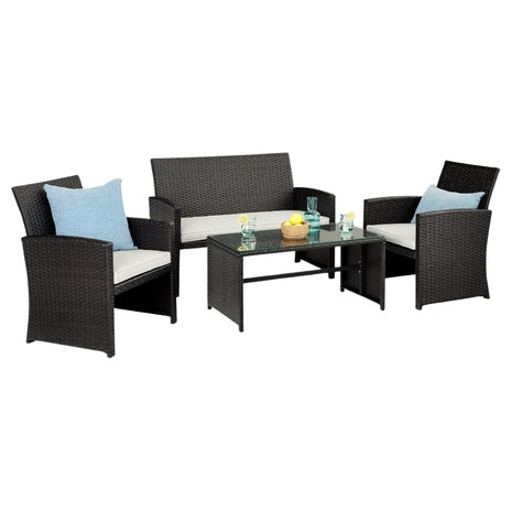 4-Piece Best Choice Products Wicker Patio Conversation Furniture Set