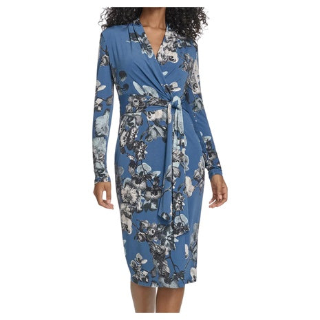 Calvin Klein Women's Printed Surplice V-Neck Midi Dress