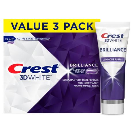 3-Pack Crest 3D White Brilliance Luminous Purple Teeth Whitening Toothpaste