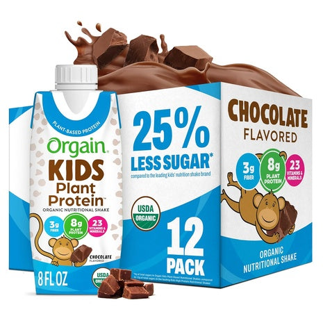 12 Orgain Kids Chocolate Vegan Protein Shakes (OU-8oz)