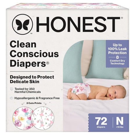72 Honest Company Newborn Comfort Dry Disposable Daytime Diapers