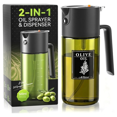 500ml 2-in -1 Dark Green Glass Olive Oil Dispenser Bottle With Sticker