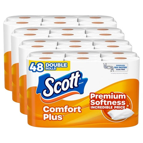 48 Double (= 96 Reg) Rolls of Scott ComfortPlus Toilet Paper
