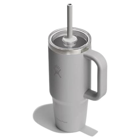 24oz Hydro Flask Travel Tumbler With Handle Clear Lid And Straw (2 Colors)