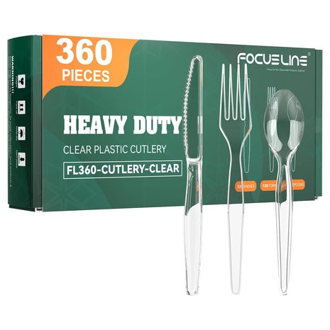 360-Piece Clear Plastic Silverware
