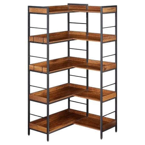 Gaomon 5-Tier Corner Bookshelf With 4 Hooks