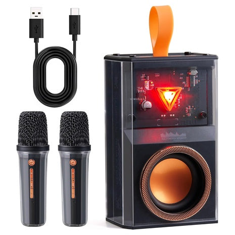 Mini Karaoke Machine with 2 Wireless Microphones (2 Colors)