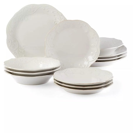 12-Piece Lenox French Perle White Dinnerware Set