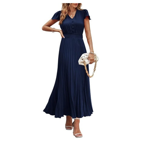 Women's V Neck Ruffle Summer Maxi Dress (Various Colors)