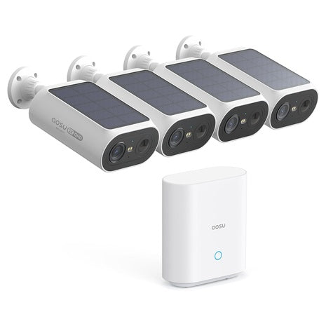 4-Pack 2K Solar Wireless Outdoor Security Cameras with Night Vision