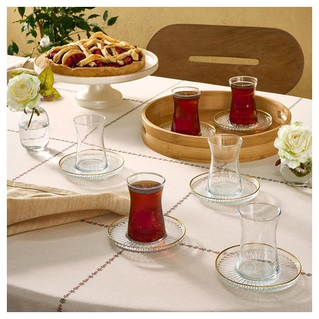 12 Piece Tea Glass & Saucer Set