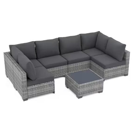 7-Piece Wicker Patio Conversation Set W/Table & Cushions