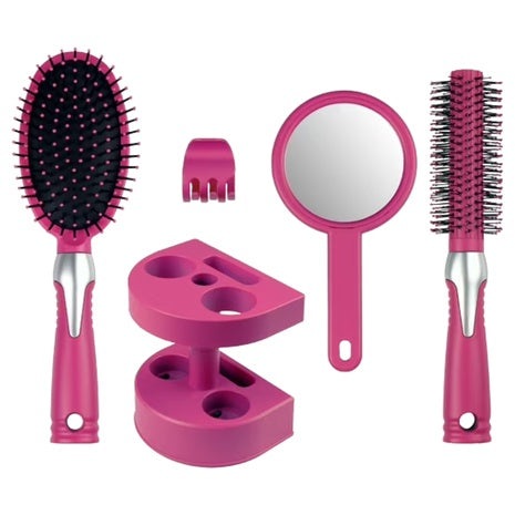 5-Piece Hair Brush Set, Adults And Teens (Pink)