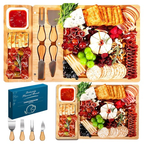 Bamboo Charcuterie Board with Knife Set