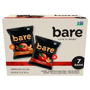 7 Snack Bags Bare Baked Crunchy Apple Chips Variety