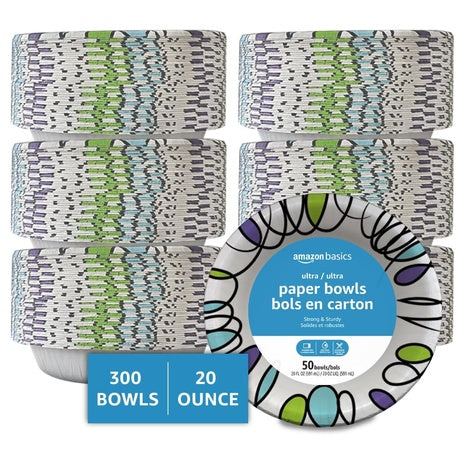 300 Amazon Basics Ultra Disposable Paper Bowls