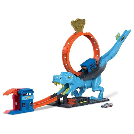Hot Wheels T-Rex Loop Stunt and Race City Track Set with Toy Car