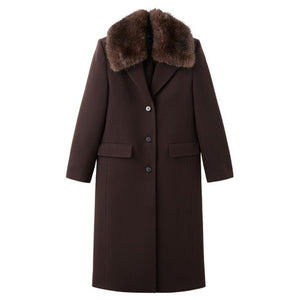 Women's Wool Coat With Fur Collar