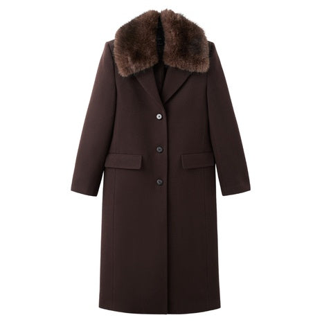 Women's Wool Coat With Fur Collar