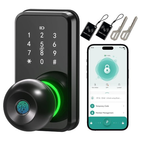 Smart Door Lock Knob Fingerprint Keypad Keyless Entry Lock