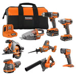RIDGID 18V 8-Tool Combo Kit W/2Ah & 4Ah MAX Output Battery, Charger & Tool Bag