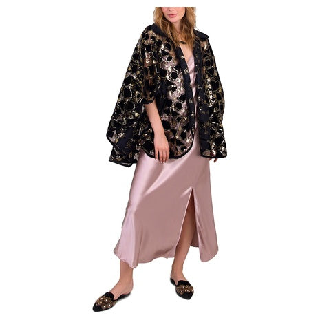 Saachi Women's Velvet Sequin Collared Capelet