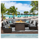 Gaildon 8-Piece Patio Furniture Set With Fire Pit Table