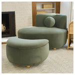 BH&G Juliet Modern Velvet Chaise With Storage Ottoman