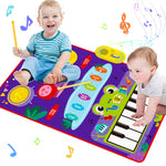 2 in 1 Musical Toys Toddler Piano & Drum Mat with 2 Sticks