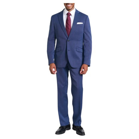 Savile Row Co Men's Navy Plaid Slim Fit Suit
