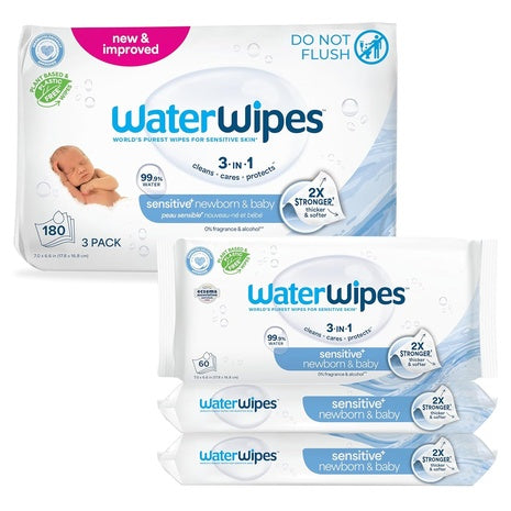 180 WaterWipes Sensitive+ Baby Wipes