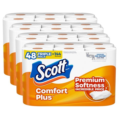 48 Triple Rolls Scott ComfortPlus Toilet Paper