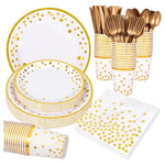350-Piece White & Gold Party Dinnerware Set