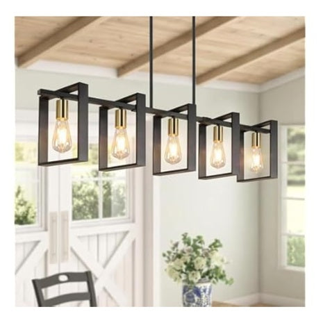 Brightever 5-Light Black Gold Pendant 53" Dining/Living Room