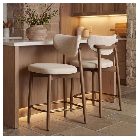 Set Of 2 VASAGLE Linen Fabric Wooden Bar Stools