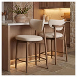 Set Of 2 VASAGLE Linen Fabric Wooden Bar Stools