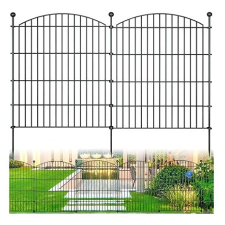 10-Panels 24" X 20 Ft Metal Garden Dog Fence With Gate