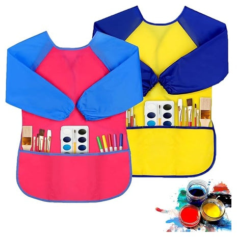2-Pack Peasug Toddler Kids Art Smocks (Pink & Yellow)