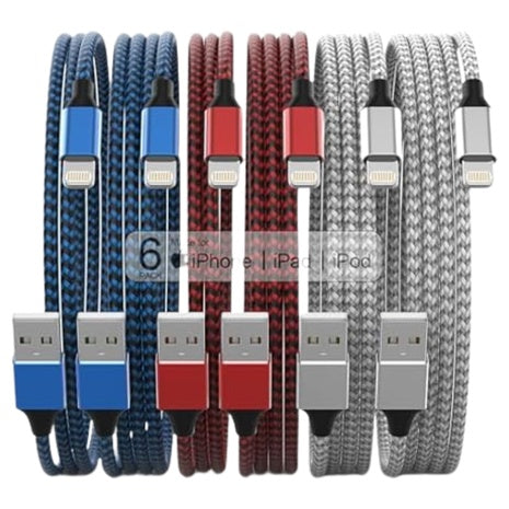 12-Pack Apple MFi Certified Fast Charging Cable (3/3/6/6/6/10-Ft)