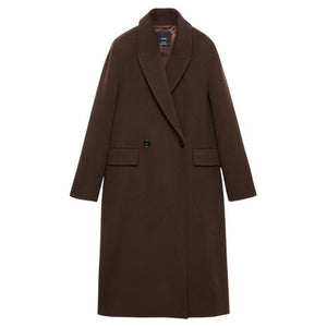 Women's Wool Coat w/ Fringed Scarf