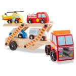 Melissa & Doug Emergency Vehicle Carrier Wooden Truck with 4 Rescue Vehicles
