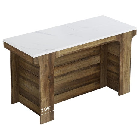 Tribesigns 59'' Kitchen Modern Island Table W/ Faux Marble Top