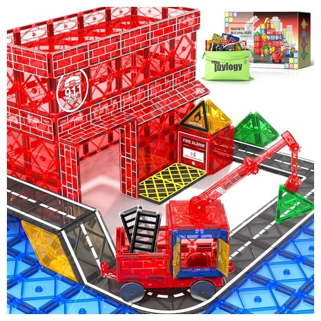 Magnetic Tiles Road Set with Magnetic Crane Edition
