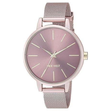 Nine West Women's Pink Mesh Bracelet Watch