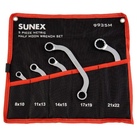 5-Piece Sunex Tools 9935M Metric Half Moon Wrench Set