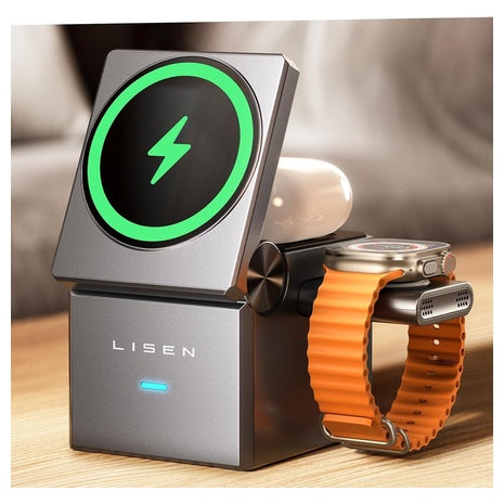 Lisen Qi2 Magsafe Charger Stand 3 in 1 Charging Station