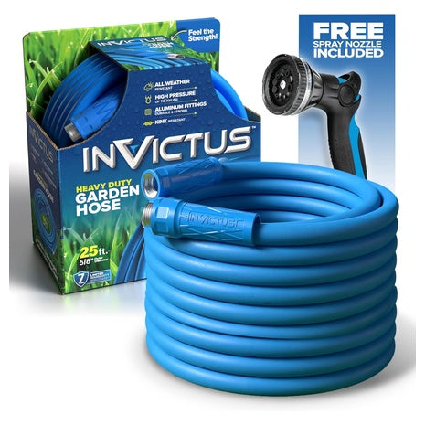 25 Foot Garden Hose with 10 Function Spray Nozzle