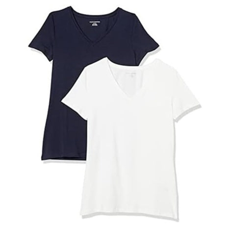 2-Pack Amazon Essentials Women's Short-Sleeve V-Neck T-Shirt