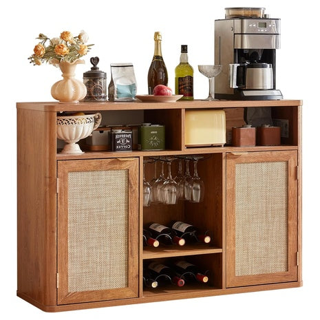 Lerliuo Rattan Wine Cabinet With 2 Doors
