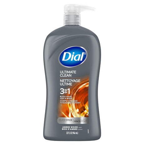 Dial Men 3-in-1 Ultimate Clean Body, Hair & Face Wash 32oz Bottle
